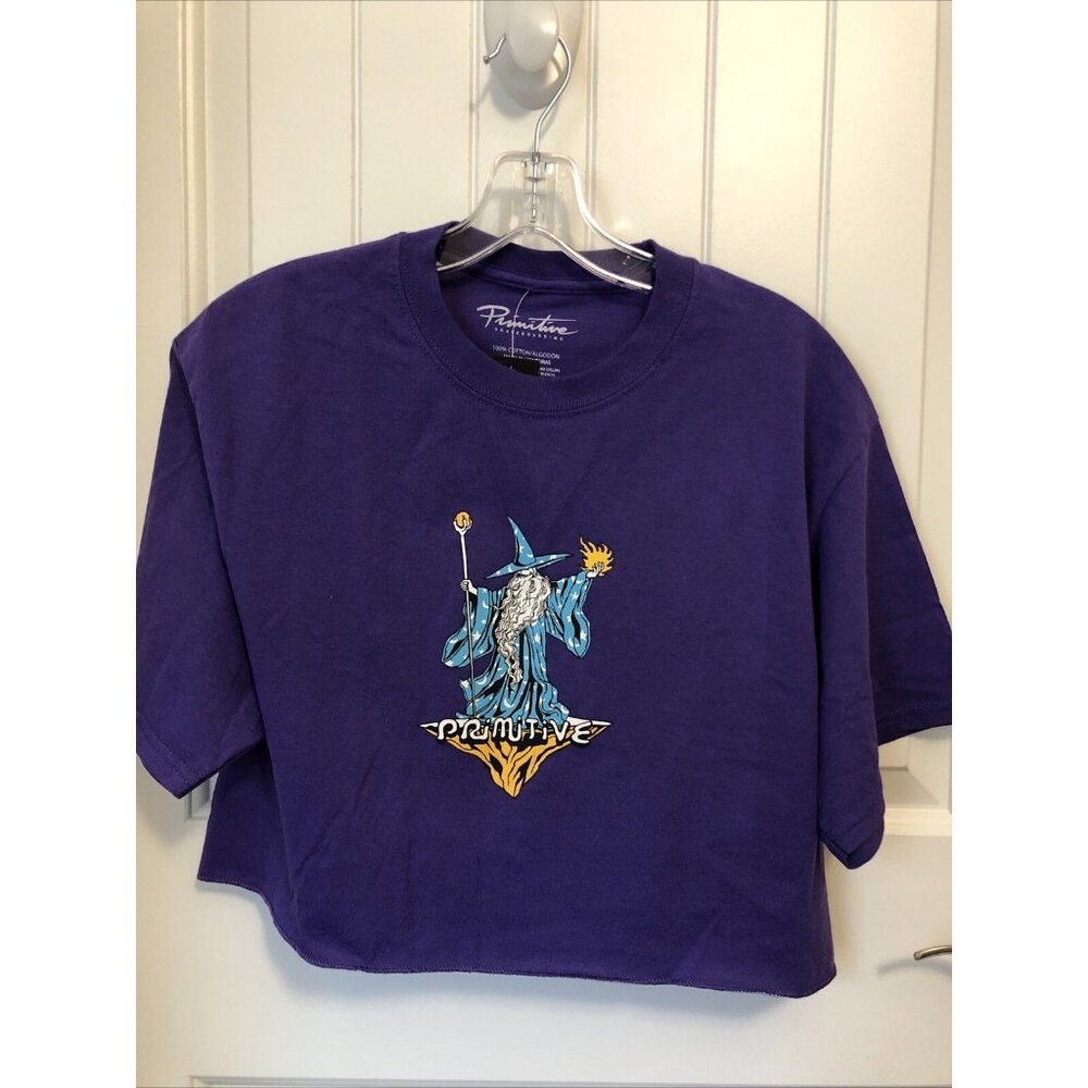 Primitive Skateboarding  Womens Large Purple Wizard Crop Top Tee